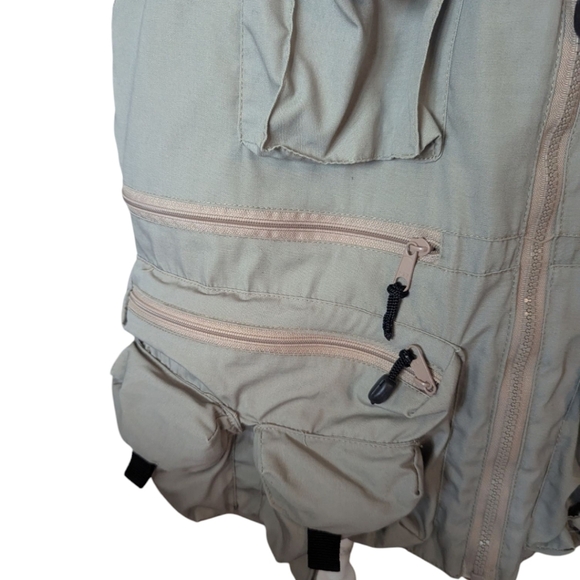 Outdoors Khaki Utility Vest Multiple Pockets Machu Picchu Embroidered Sz M - Picture 4 of 12